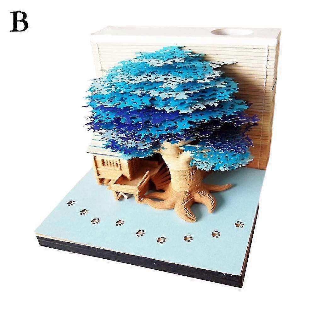 2025 3D Memo Pad with Lamp Bookshop, Paper Carving Art Note Pad Paper Card Craft