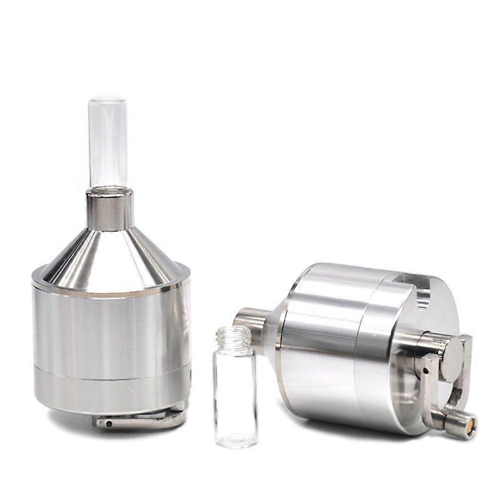Hand Mill Metal Powder Grinder Cylindrical For Spice Home Use Silver 4.4x10.7CM Filtration 1Pack