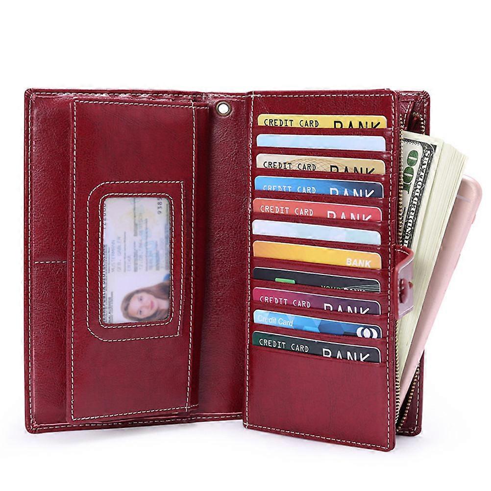 Borse da sera e pochette per le donne aspetto semplice porta biglietti da visita colore vino rosso materiale in pelle 1pack