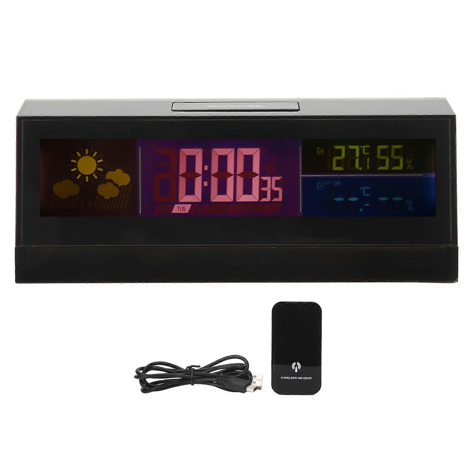 Electronic Clock Digital Weather Forecast Monitor with Calendar Display Indoor Temperature and Humidity Detector