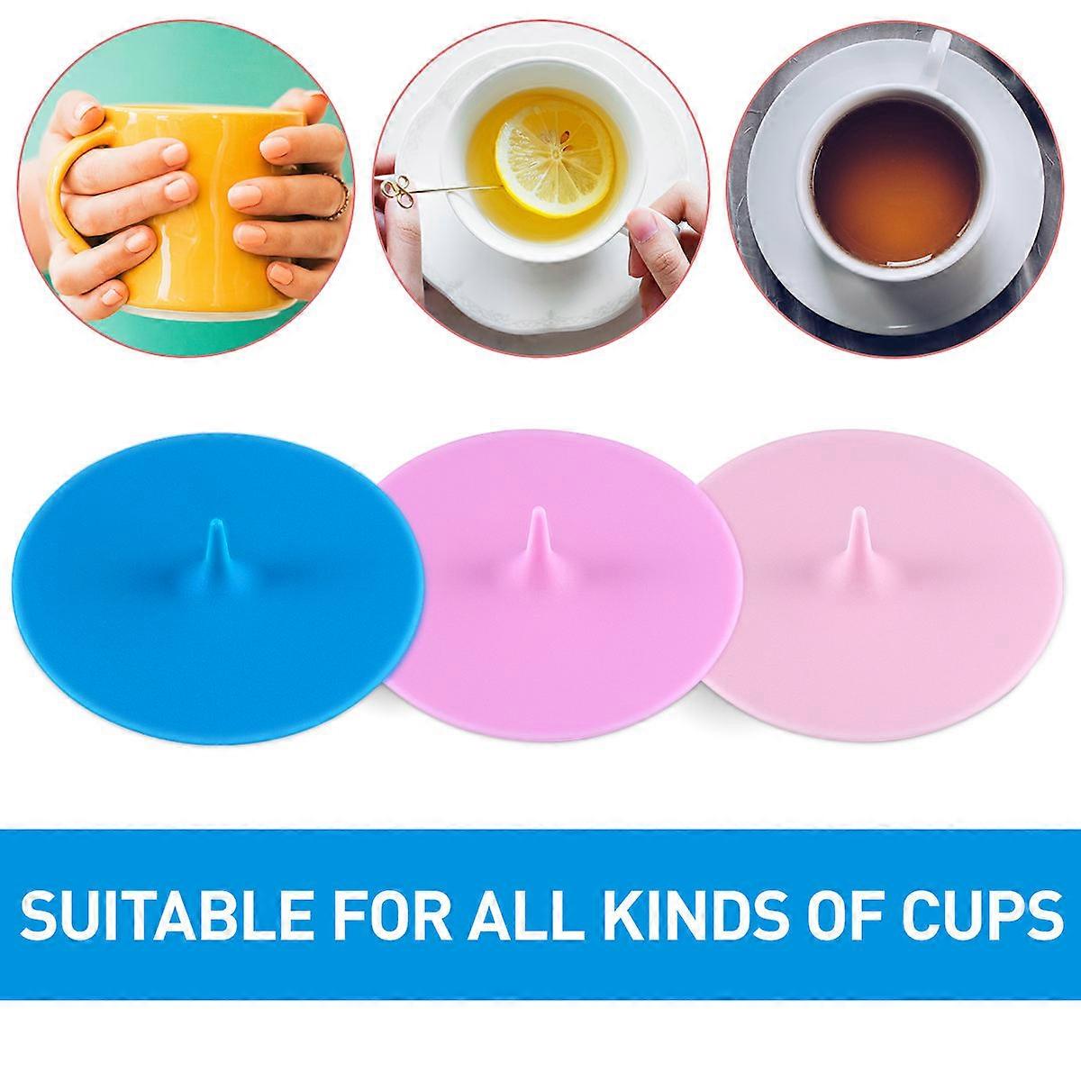 Leak-Proof Suction Seal Silicone Cup Lids Candy Color Water Drop Shaped For General Users 6Set
