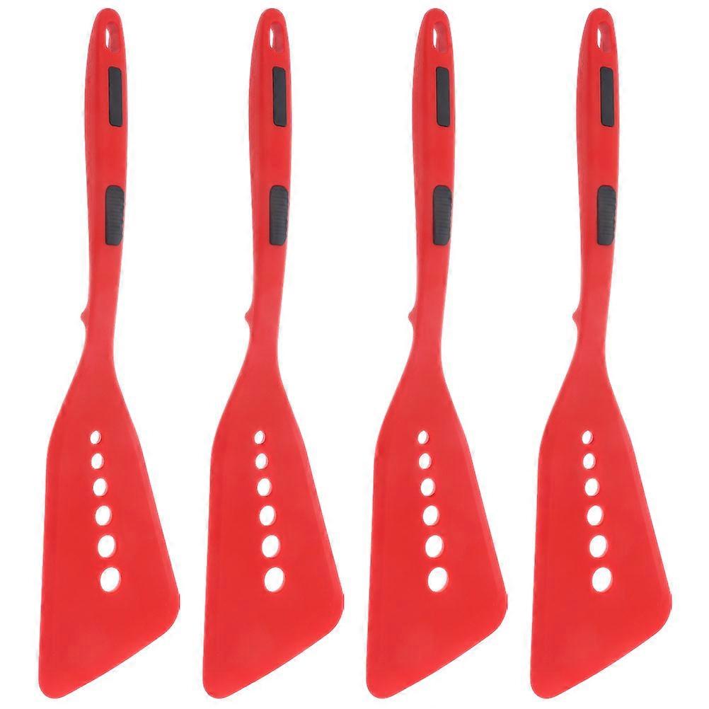Heat-Resist Silicone Spatula for Frying Fish and Meat Nonstick Friendly Extended Length Red 34.10X8.60X2.00CM 4Pcs