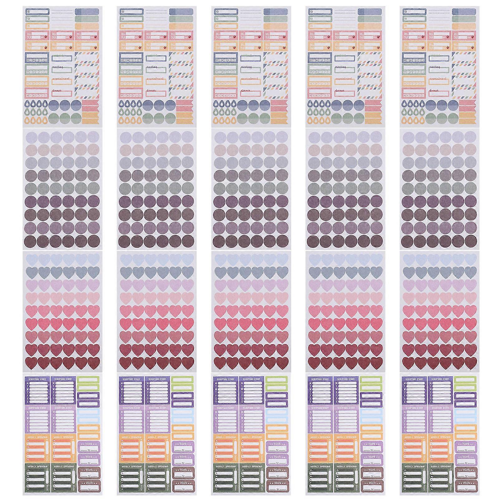 Colorful Heart Shaped Dot Planner Stickers   20 Sheets Self Adhesive Coding Labels for Scrapbooks, Diaries & Journals   Easy Writing Decorative