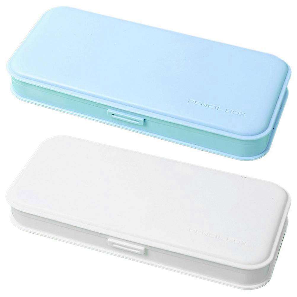 Student Stationery Case Pencil Holder Case PP Material Rectangular Shape Simple Design Pen Storage 20X9X3CM 2Pcs