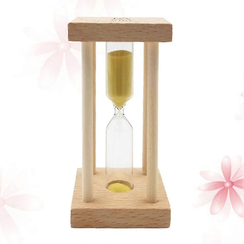 Yellow Wooden Frame Sand Timer Hourglass for Home Office Decorative Use