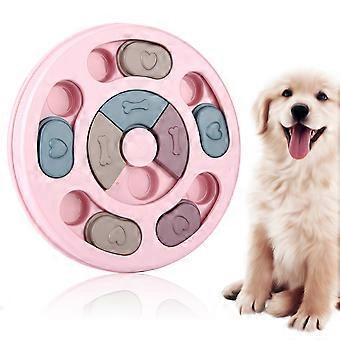 Plastic Portable Pet Food Feeding Bowl Educational Puzzle Interactive Toy for Dogs CatsPink Round