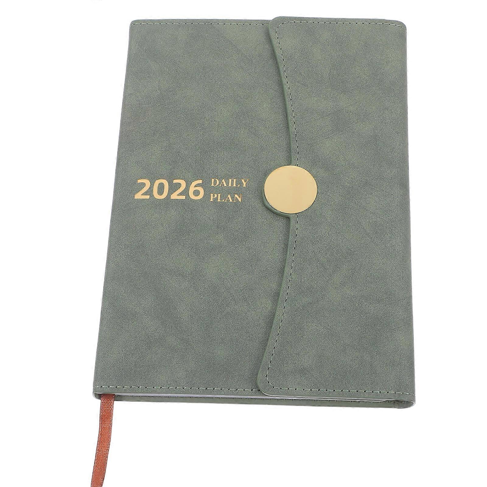 Appointment Book Journal For Work A5 Size Olive Green Pu Material Portable Schedule Organizer For Professional Meetings Travel 1Pack