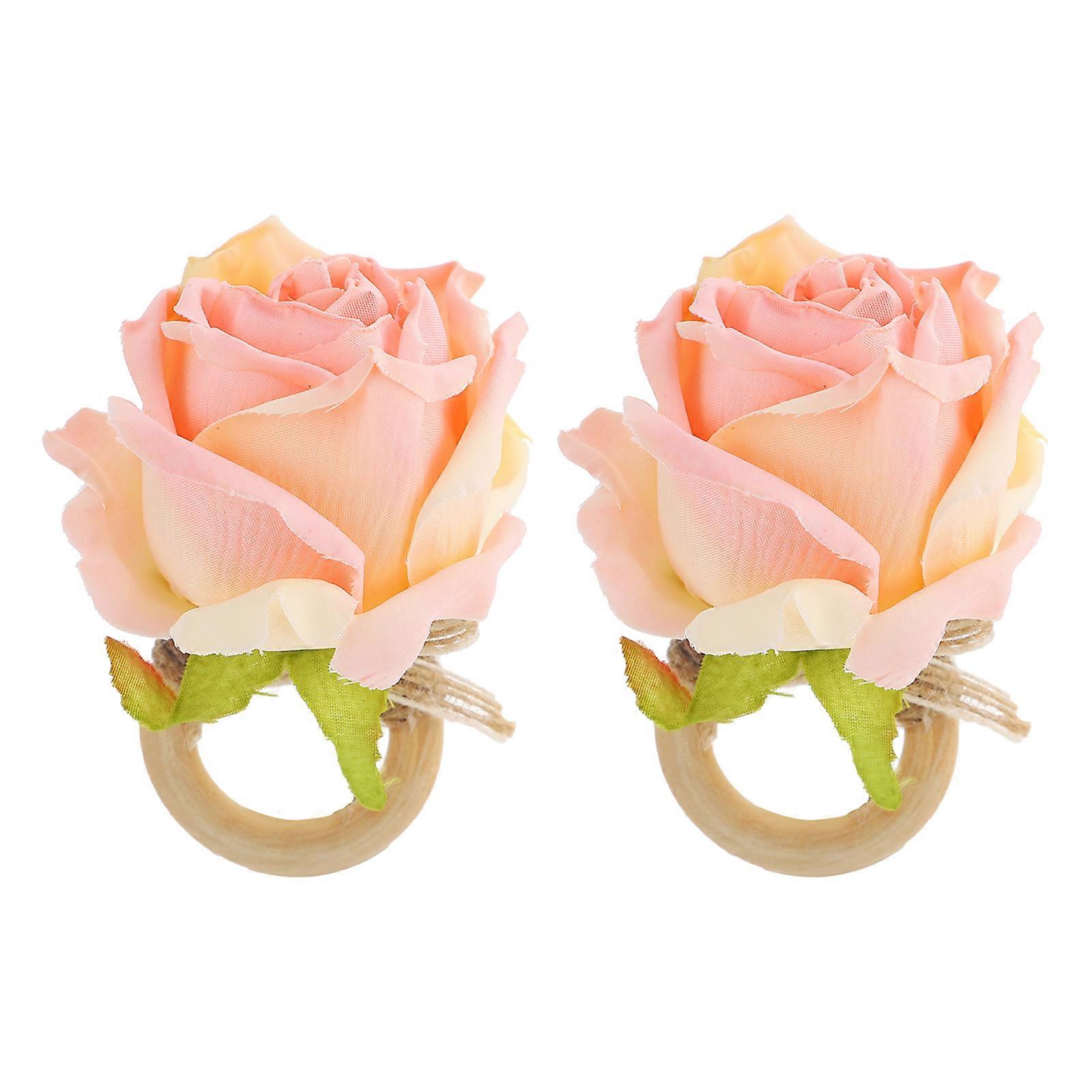 Napkin Rings Rustic Decorative Napkin Buckle Flower Shape Dinnerware Accessory 9x6x6cm Synthetic Material 2Pack