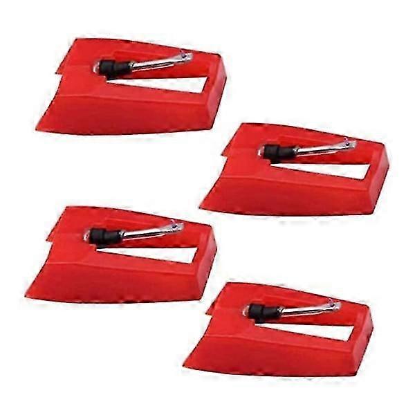 Replacement Turntable Needle (4 pcs) - Red Stylus for Record Players - High-Quality Audio Performance