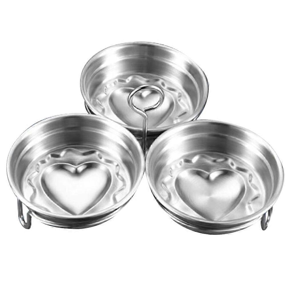 Pancake Mold Stainless Steel Egg Cooker Set Heart Shaped Egg 3.3X3.3X1.1in 3Pcs