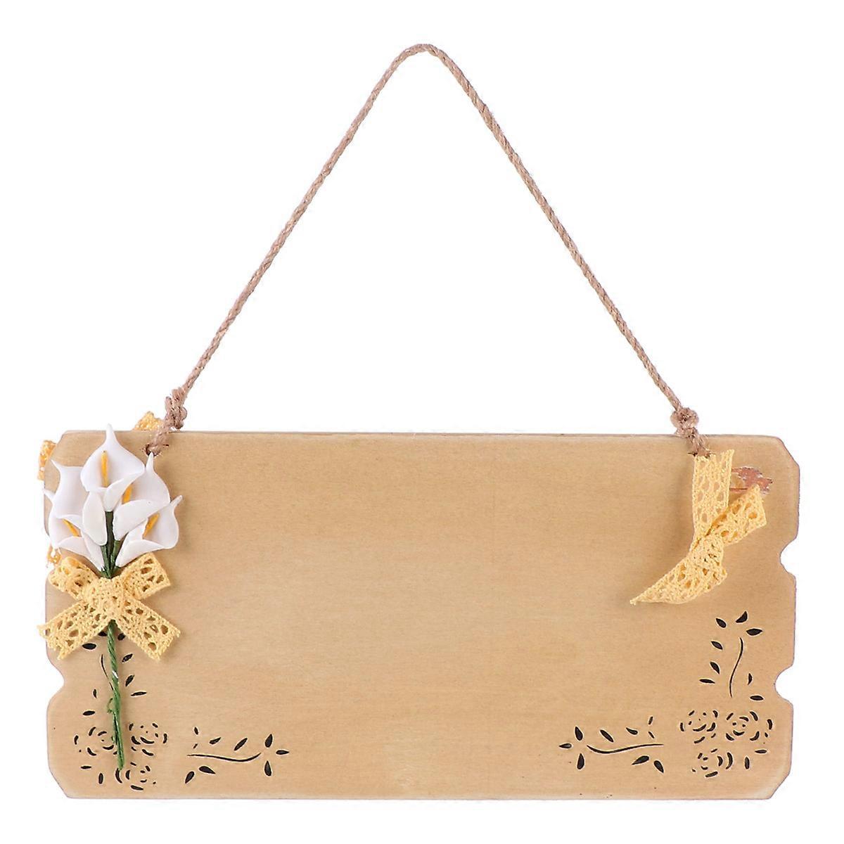 Door Hanging Pendant Mediterranean Style Blank Wood Plaque For Home Decoration Light Brown 23.5X11.6X0.6CM 1Set