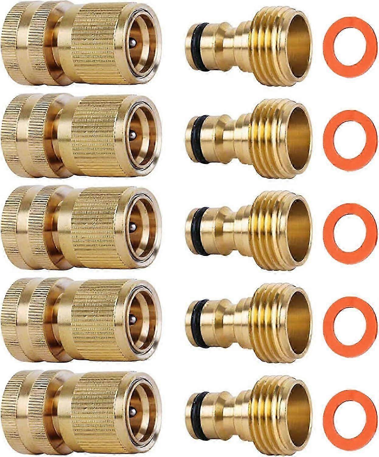 Garden Hose Quick Connectors, Solid Brass 3/4 inch GHT Thread Easy Connect