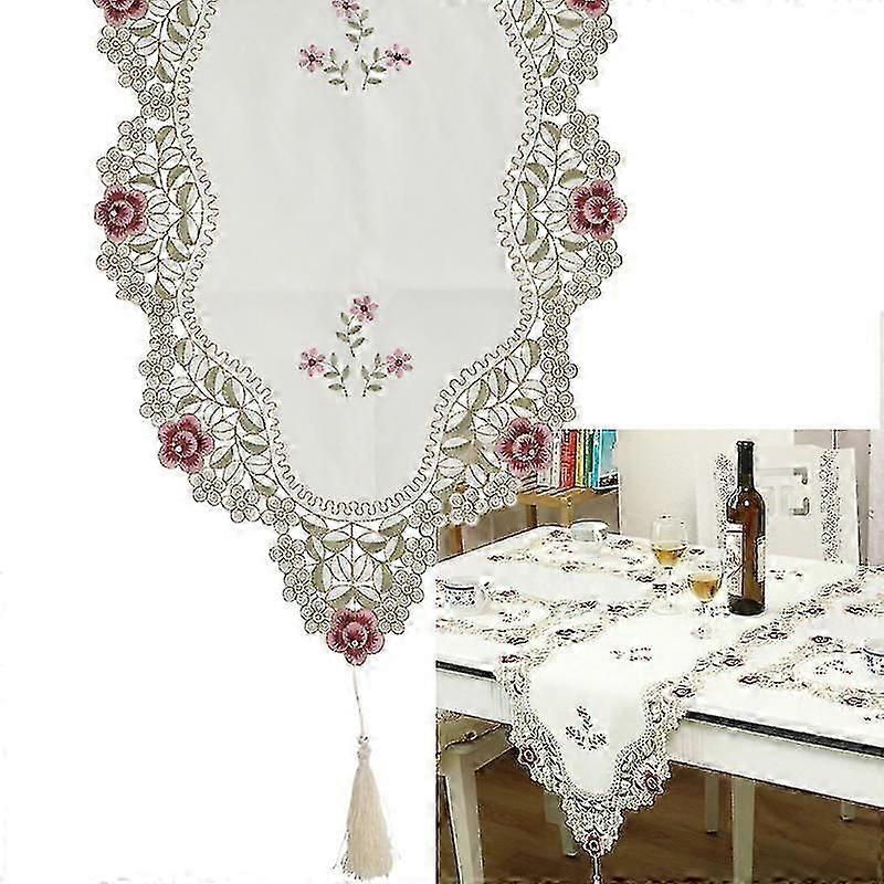 Washable floral embroidery table runner 250x40cm