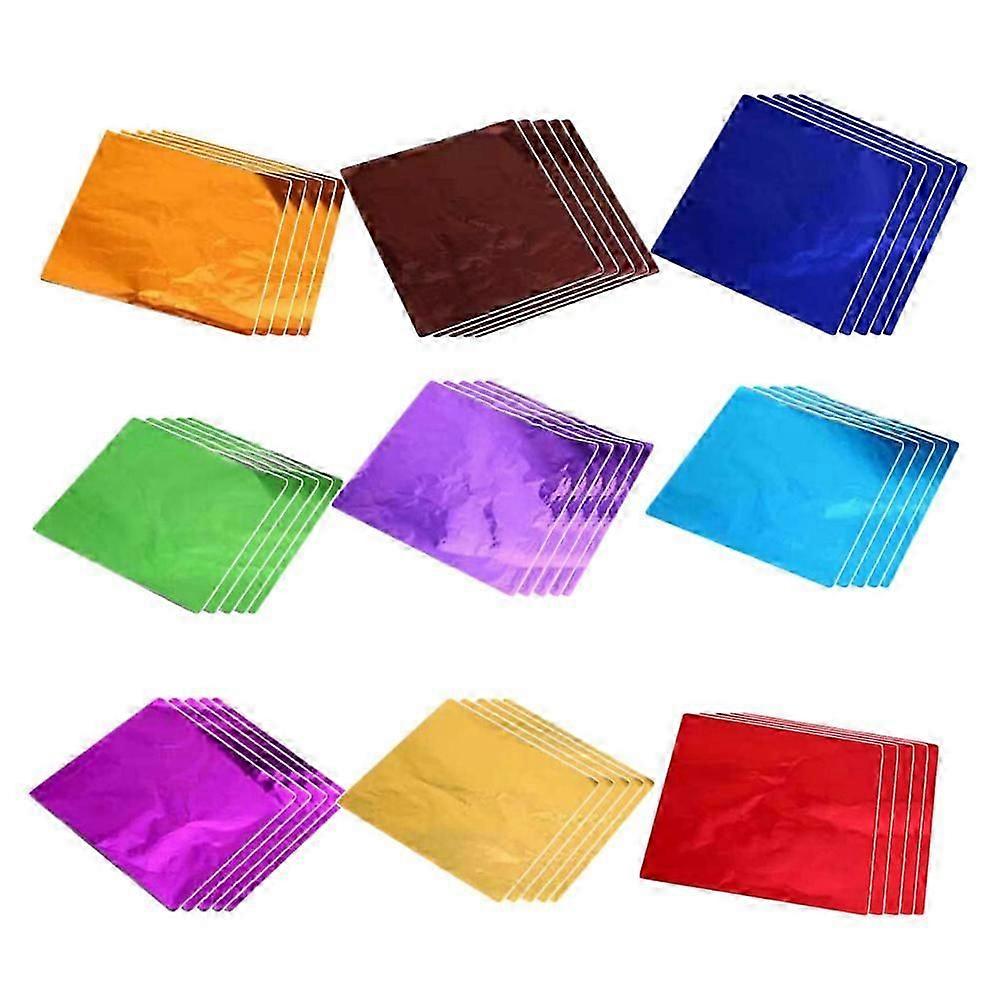 900pcs 彩色铝箔纸实用茶叶包装纸礼品食品包装纸巧克力包装纸（100pcs A Pack， 光面混合