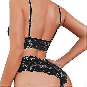 Ladies Lace Lingerie Set Crotchless Thongs Underwear Set Nightwear High Quality