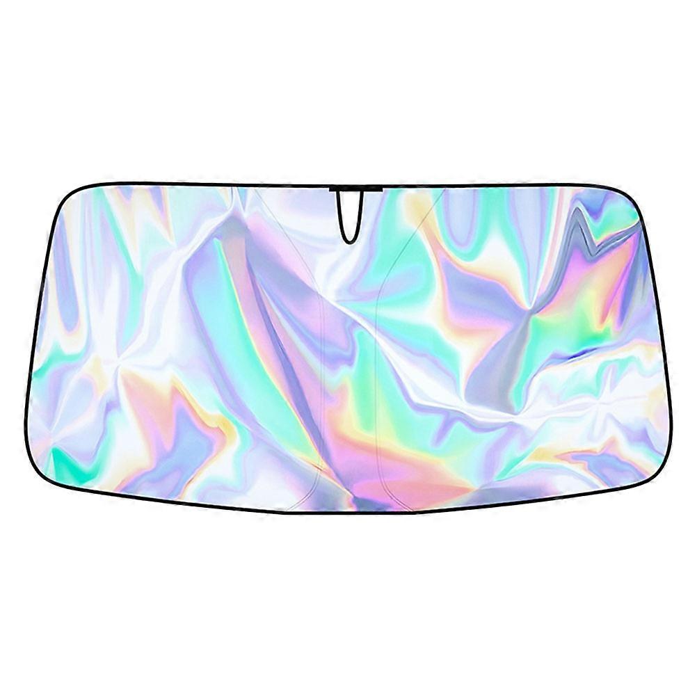 Car Windshield Shade Sun Cover For Car Windshield Rectangular Polyester Titanium Silver Fabric Heat Insulation 140x70cm 1Pcs
