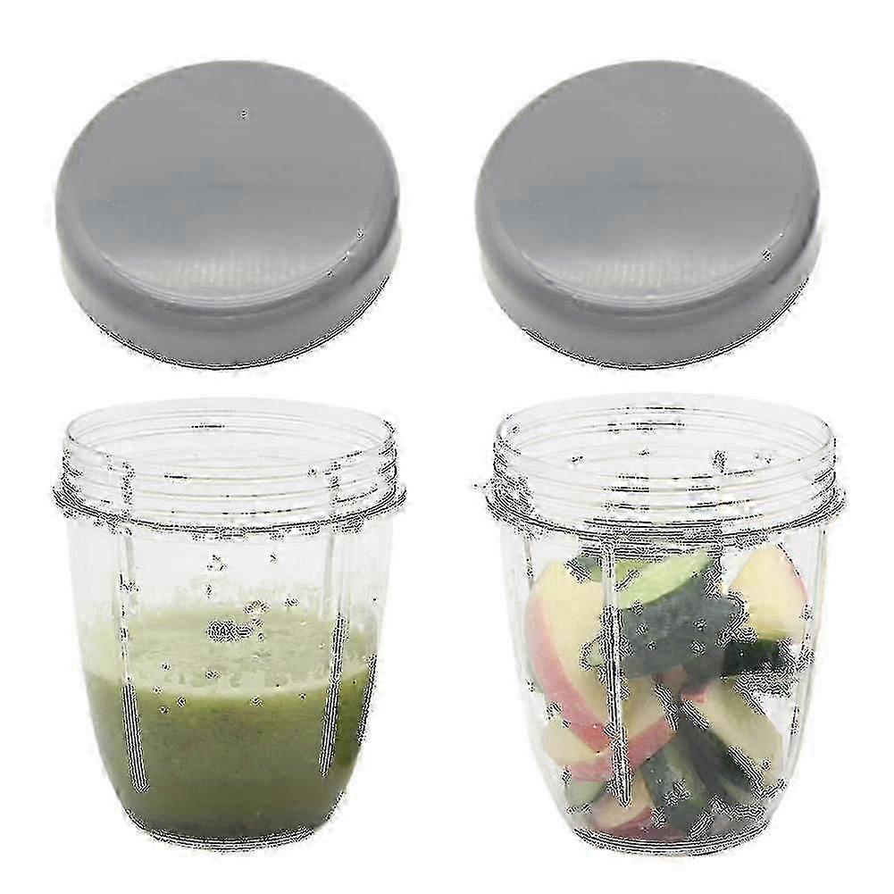 2 Pcs Replacement Parts Blender Cups & Flat Lids for Nutribullet