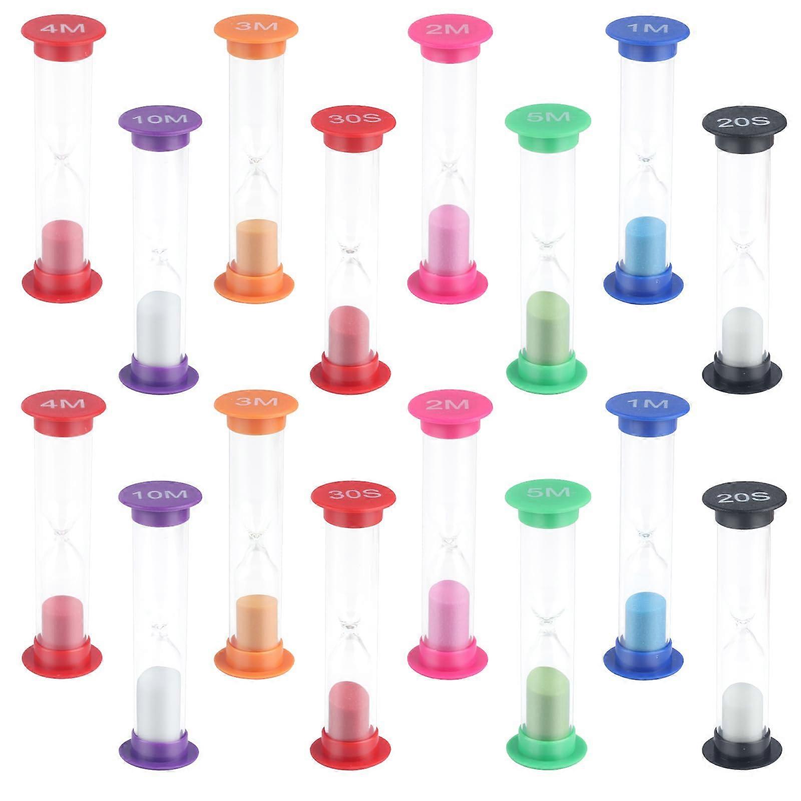 Pack of 16 Hourglass Timer for Kids, Colorful 20s to 10min Kitchen Timer, Perfect for Brushing Teeth and Time Management
