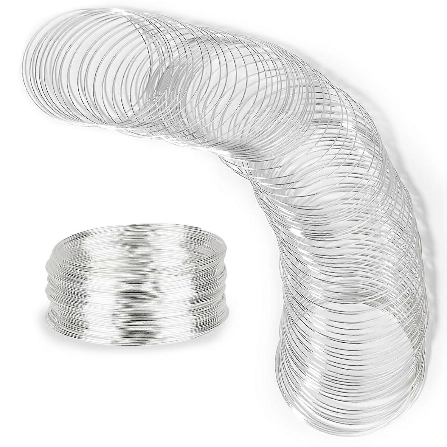 100 Schlaufe Draht Armband Memory Draht Armband Draht für Perlen Schmuck Draht Silber Schmuck Memory Perlendraht Memory Stahl Draht Draht für Bracel