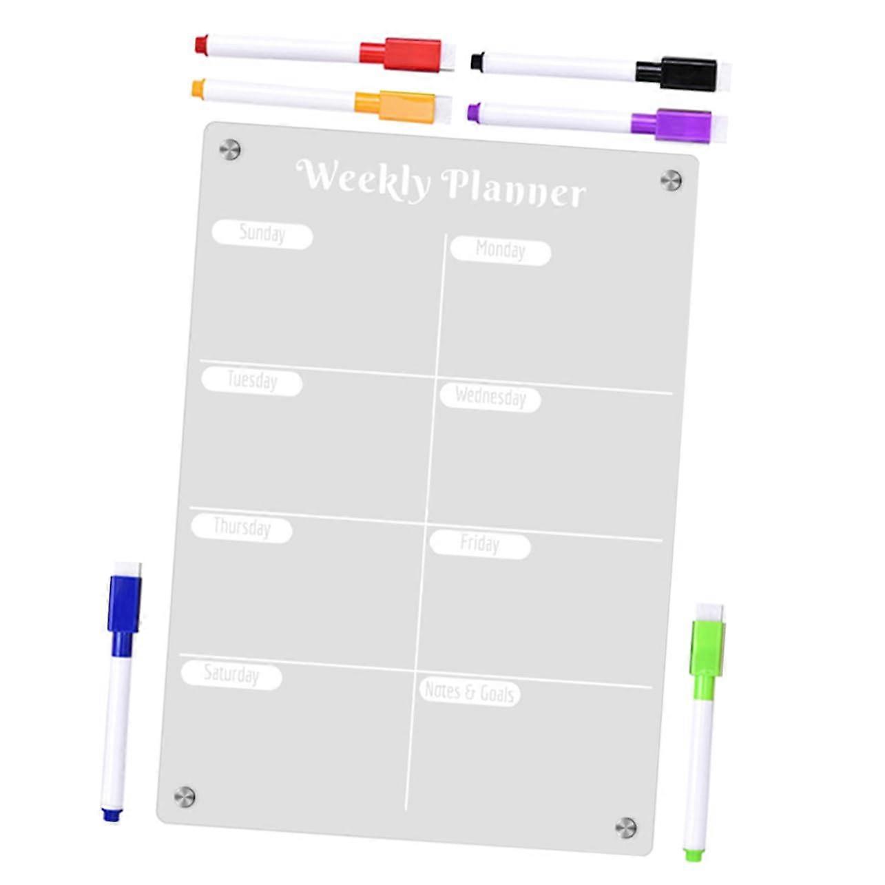 1Set Magnetic Refrigerator Board Clear Board for Refrigerator Reusable Daily Planner with Markers for Organizing Daily Weekly Tasks