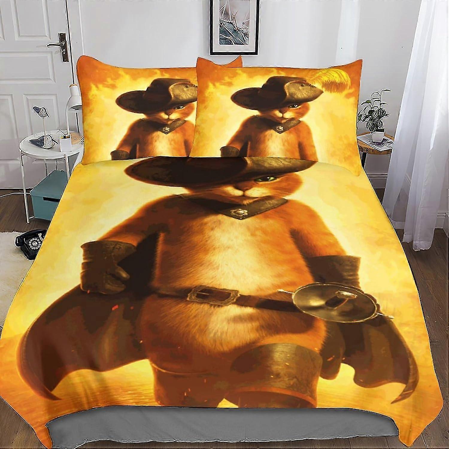 Anime Themed 3D Print Bedding Sets with Pillow Cases, Soft Microfiber Duvet Cover Sets, 3 Pieces Comforter Cover with Zipper