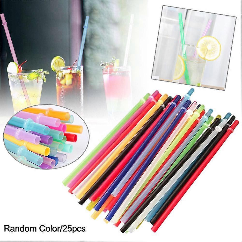 Mixed colors (A) 25pcs $ 25pcs Solid color hard straw with ring Reusable extended straw