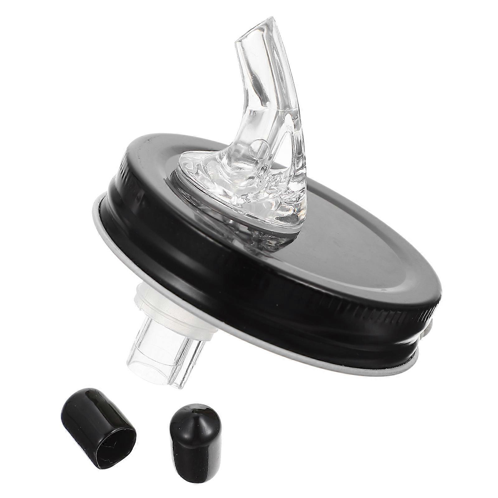 Wine and Liquor Dispenser Pour Spout for Liquor Bottles Stopping Function Black 7x7x7.5cm 1Pcs