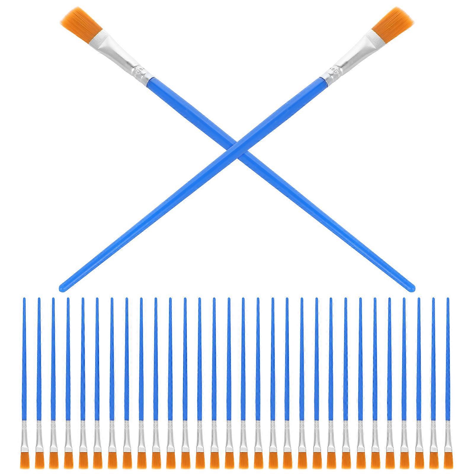 50pcs Flat Tip Painting Brushes for Oil, Watercolor, Acrylic & Gouache Nylon Hair with Handles for Students, Beginners & DIY Art Projects