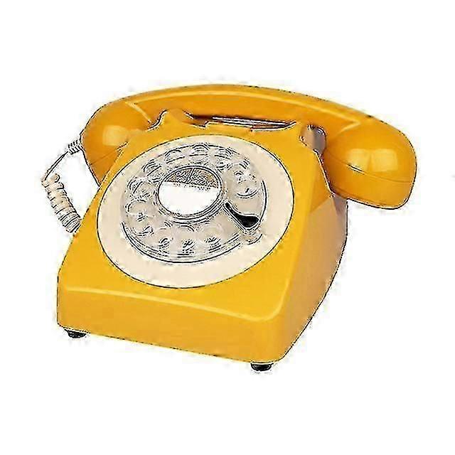 Rotary dial telephone retro old fashioned landline phones classic corded phone with metal bell and redial function home decor - KC