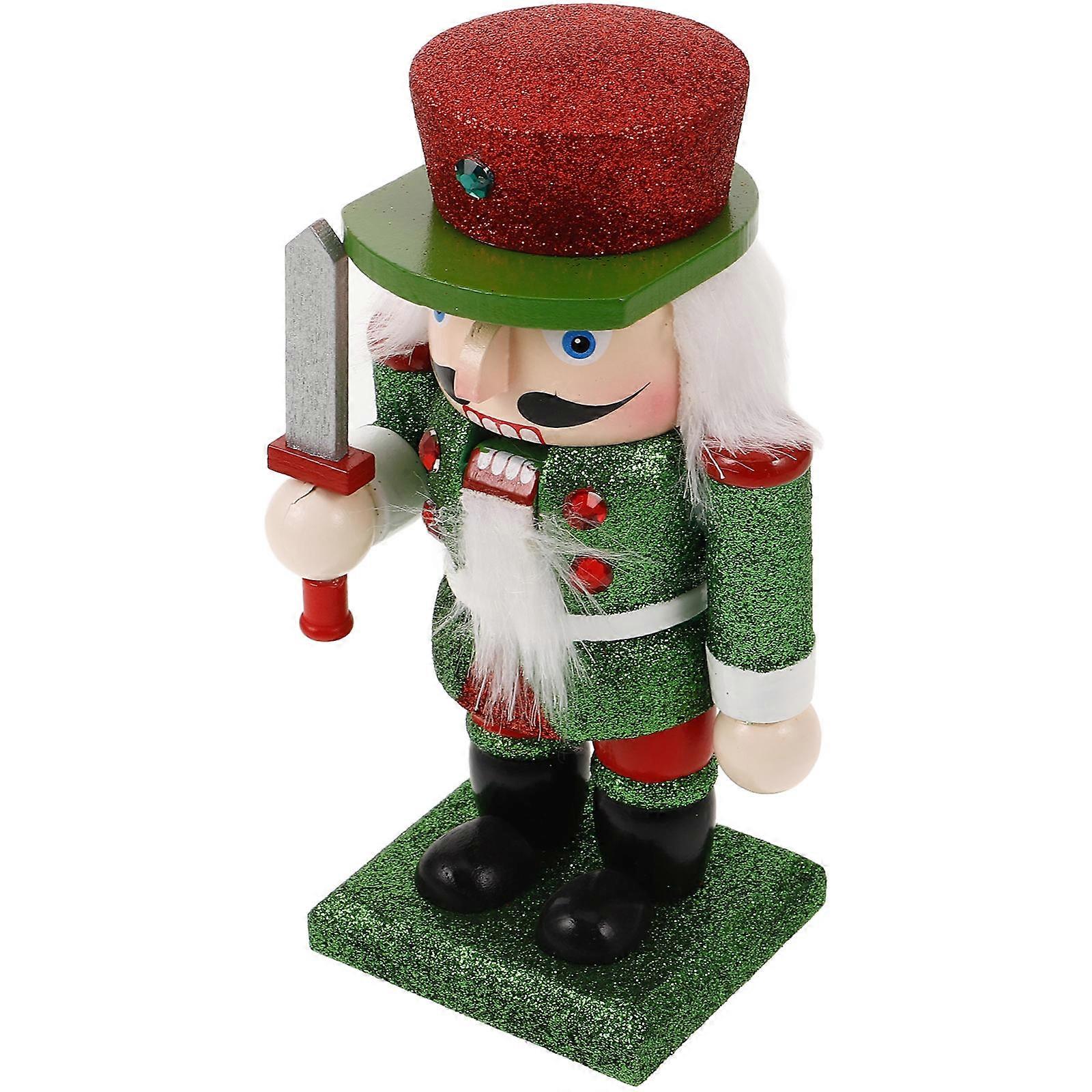 Christmas Figures Decorations Nutcracker Soldier Figurine Red Festive Atmosphere Enhancement 1Pcs