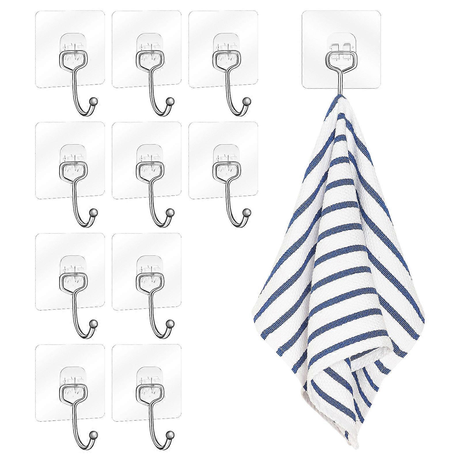 10 Pcs Wall Hooks Transparent Hanger Hooks Adhesive Wall Towel Hooks Home Improvement Heavy Duty Hooks