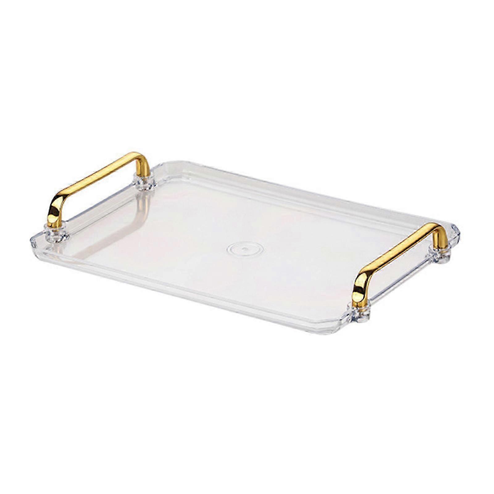 Anti-Slip Snack Tray with Handle, Transparent Plastic Serving Tray