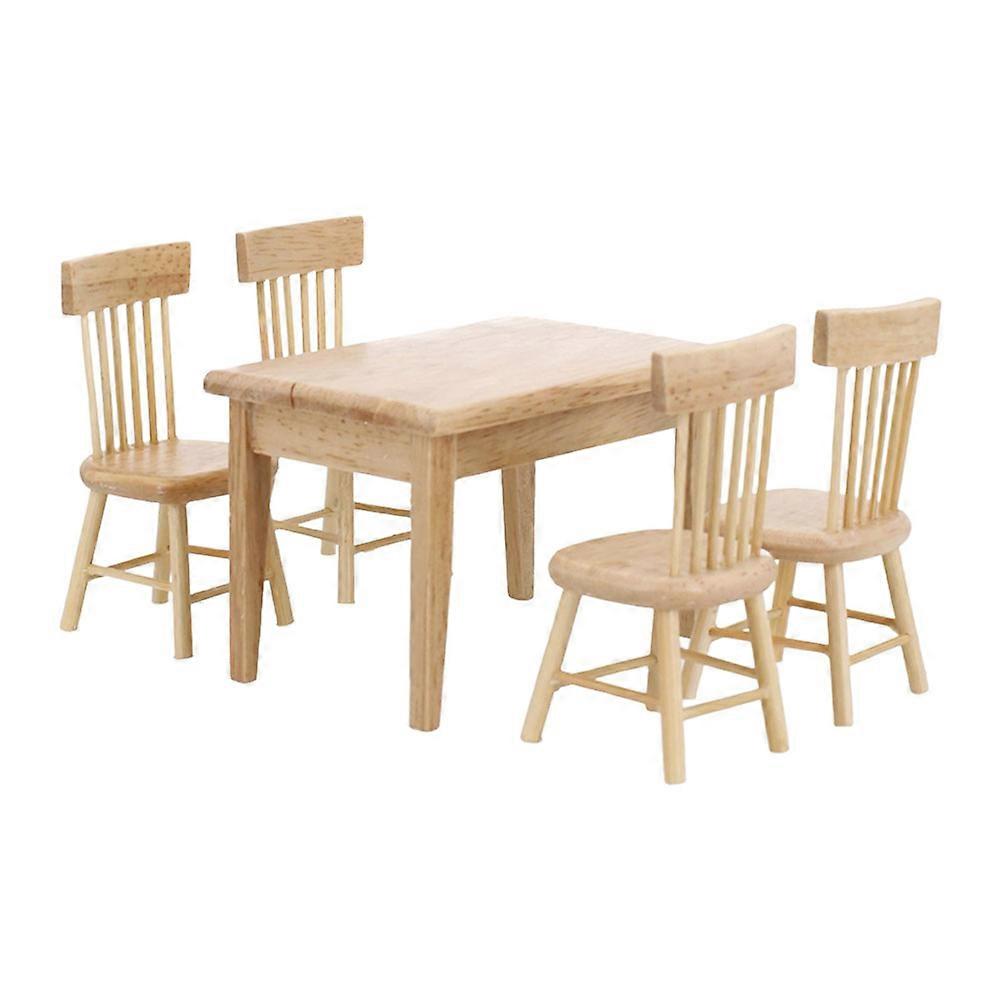 Beige Mini House Table and Chair Model Made of Synthetic Material for Decoration Small Size