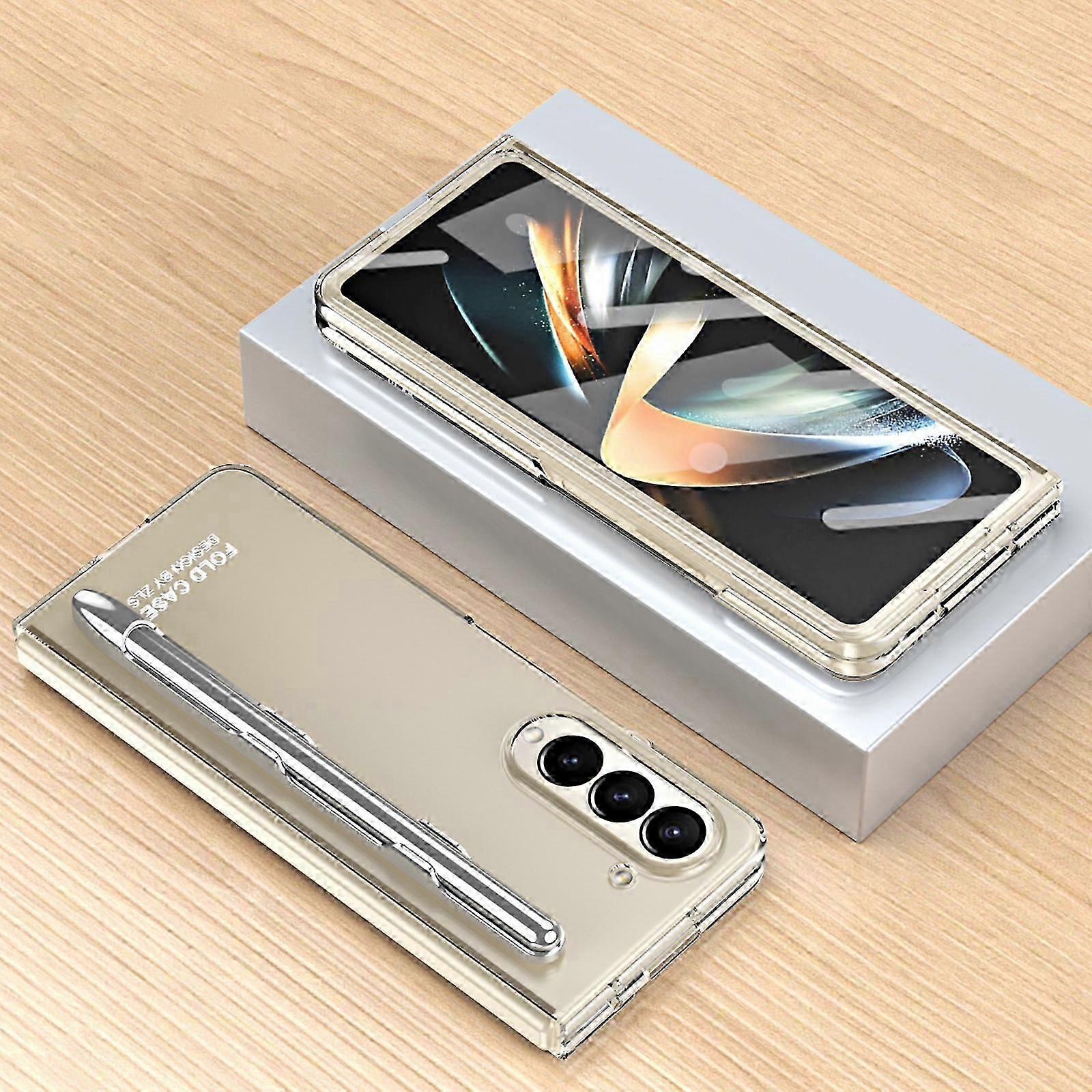 for Samsung Z Fold 5 Case with S Pen & S Pen Holder, Built-in Screen Protector Galaxy Z Fold 5 Case, PC Shockproof Case Z Fold 5
