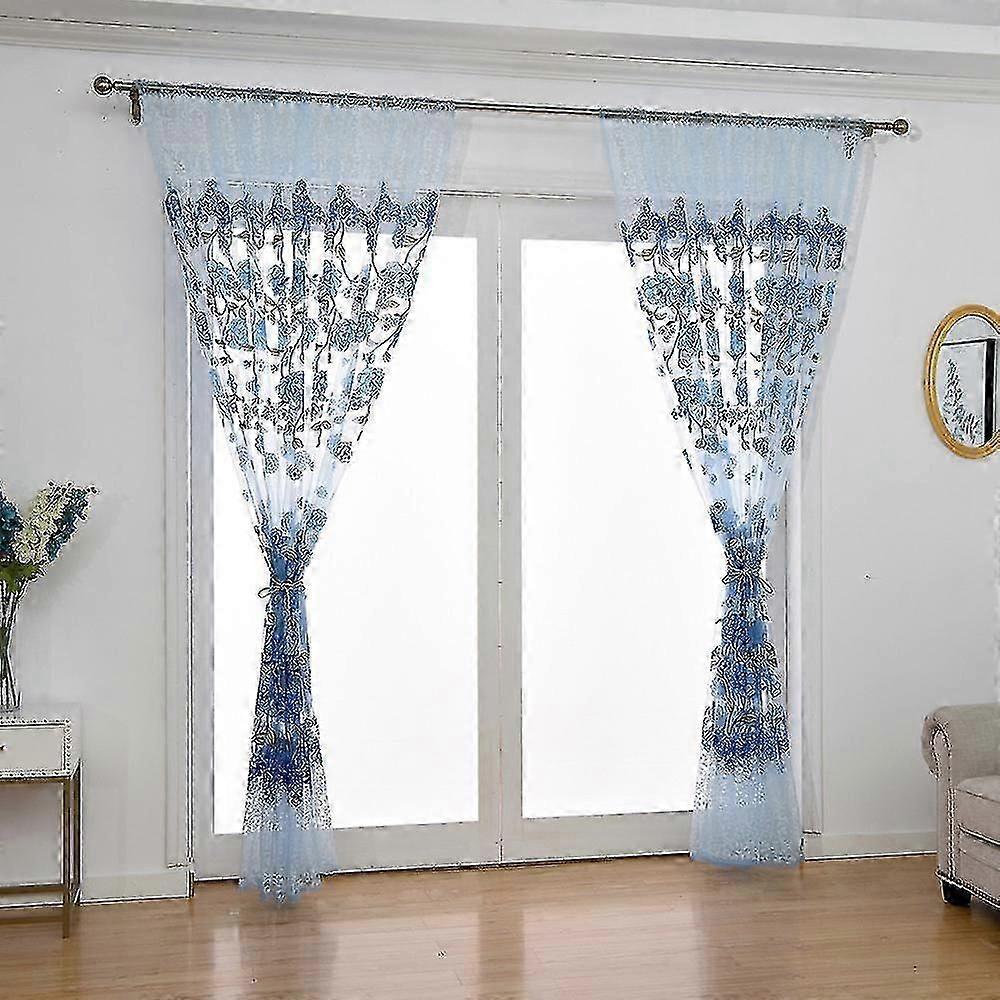 Leaves Sheer Curtain Tulle Window Voile Drape Valance 1 Panel Fabric