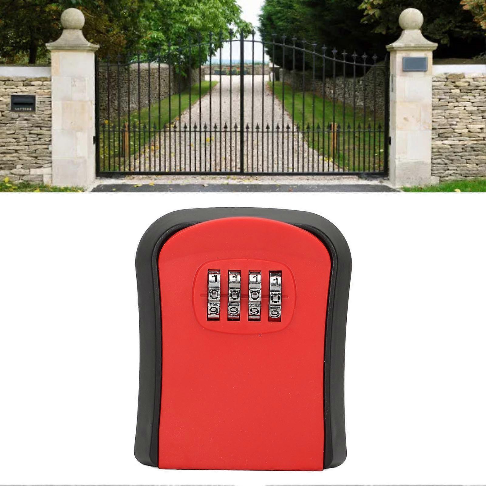 Combination Lock Box Wall Mounted ABS 4-Digit Waterproof 5-Key Capacity