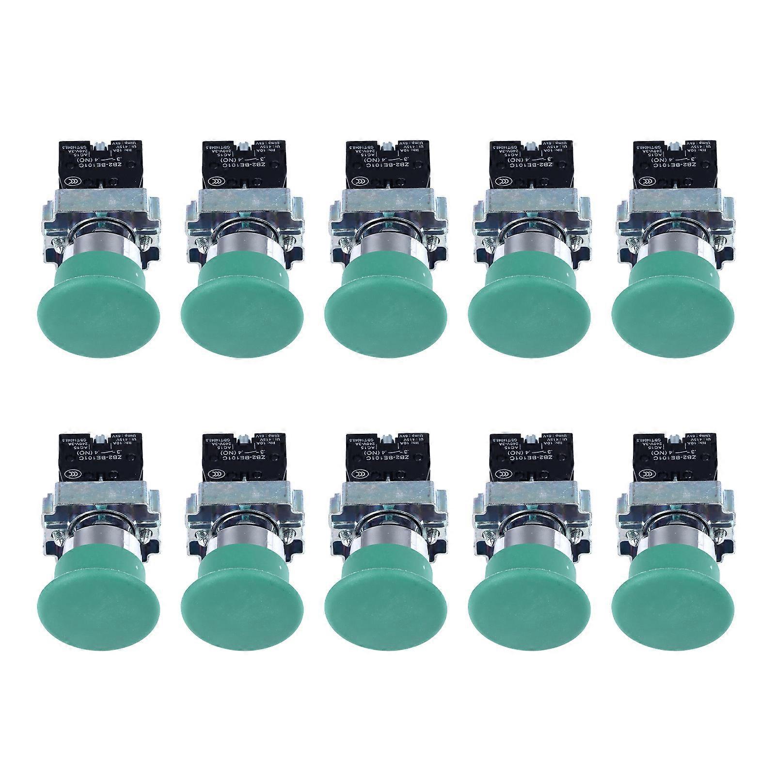 10Pcs Momentary Mushroom Head Button Switch Self Reset 22mm On Off Push Button Switch for Machine Equipment AC240V