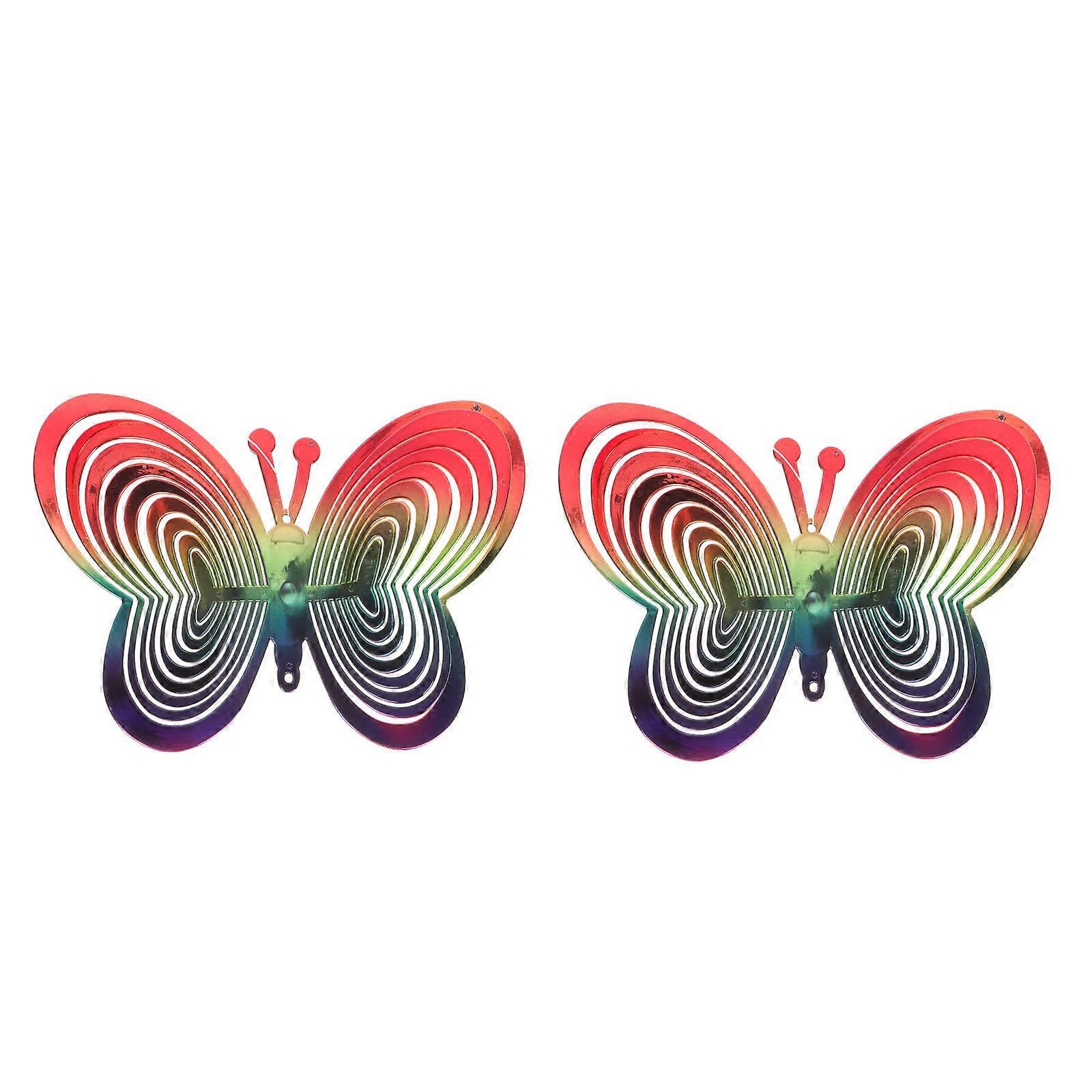 Butterfly-shaped Bird Windmill Reflective Outdoor Garden Yard Balcony 21.2x15cm Plastic Rotating 2Pack