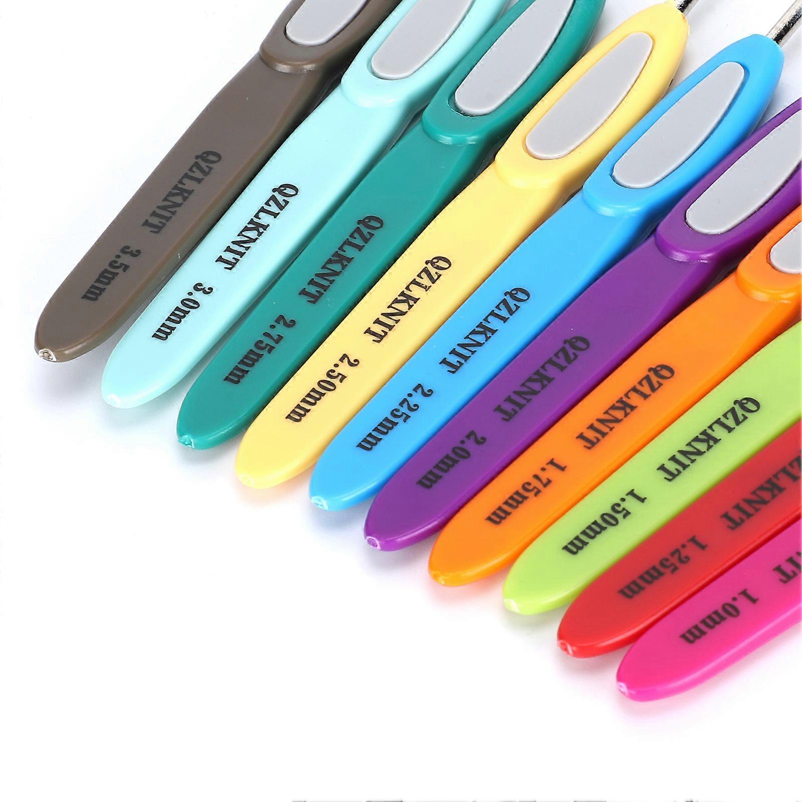 10Pcs Crochet Set Plastic Non Slip Color Handle DIY Fine Lace HandWoven Sweater Tools