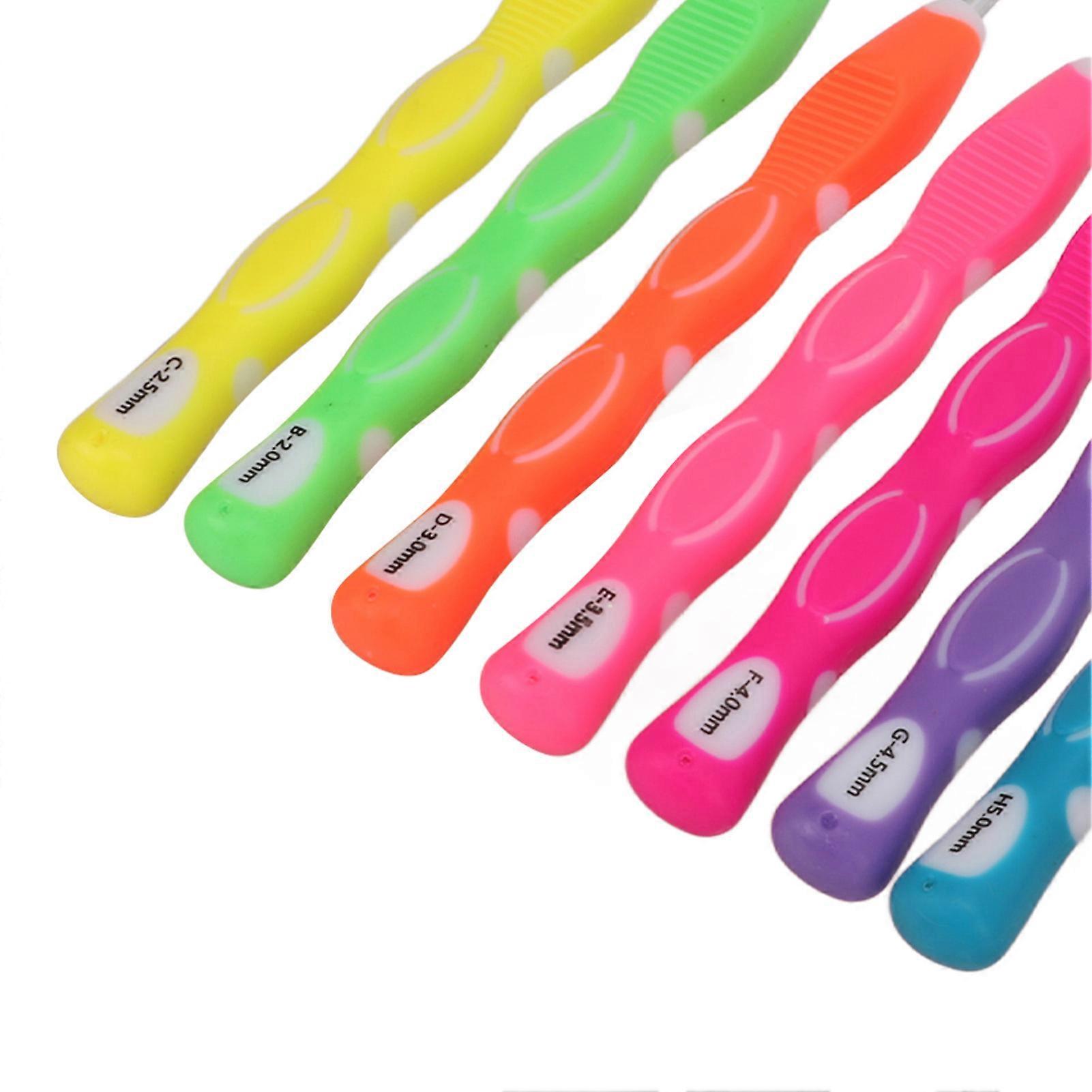 9Pcs Crochet Hooks Premium Aluminum Lightweight Durable Glossy Ergonomic Design Different Colors Crochet NeedleE Type