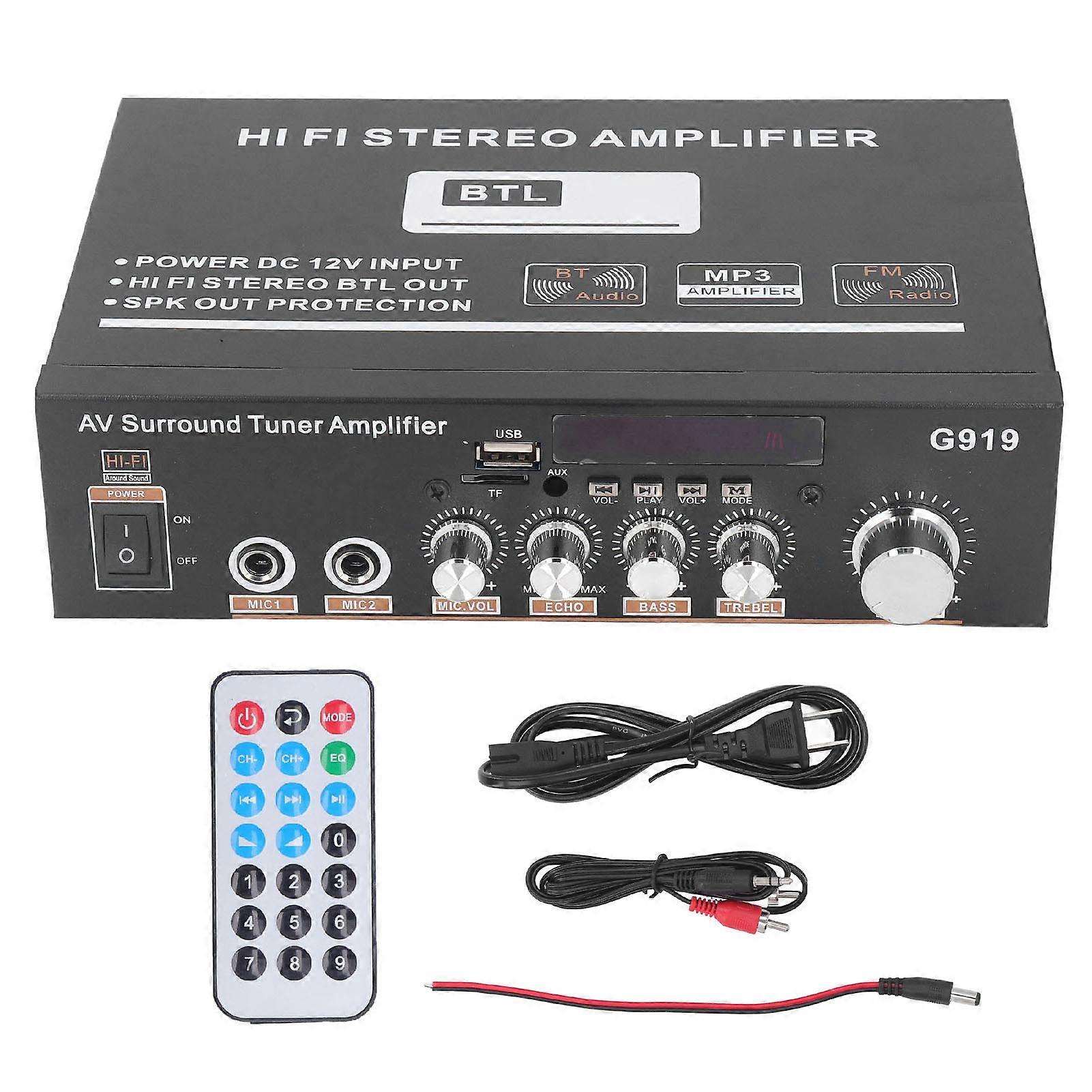 High Power Bluetooth HiFi Stereo Amplifier - Portable, Multi-Input for Home & Car Use