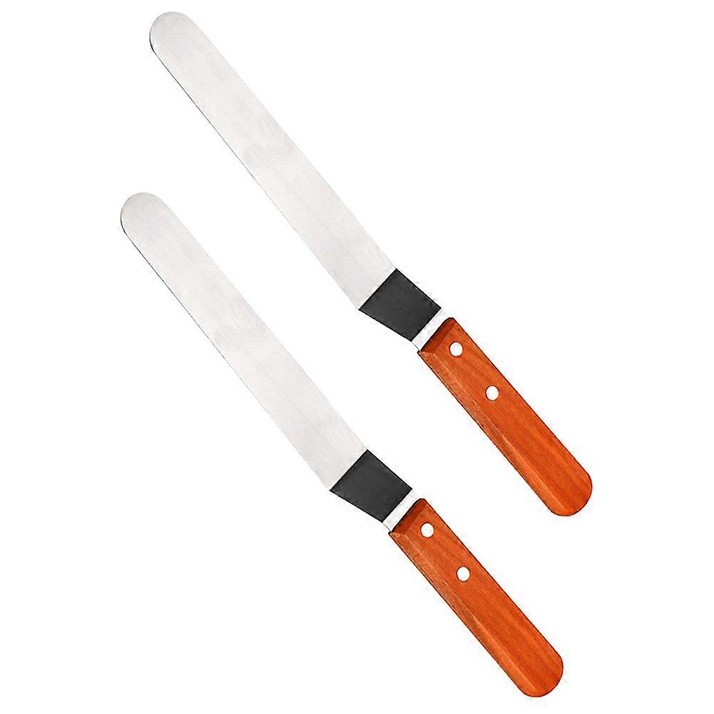2Pcs Icing Cake Cream Spatulas with Wood Handle for Frosting