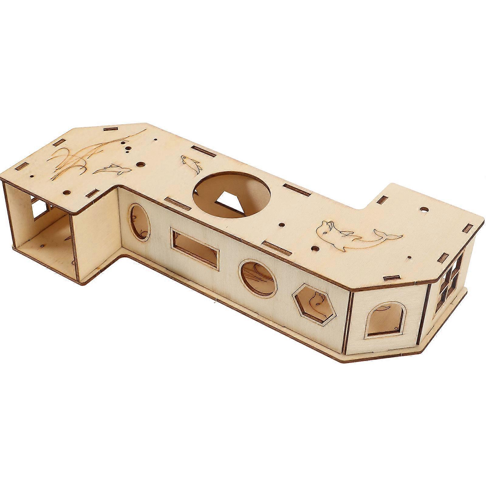 Wooden Tunnel Tube for Hamster Rats Mouse Cage Hollow Hideout 1 Set Hamster Exploration Tunnel