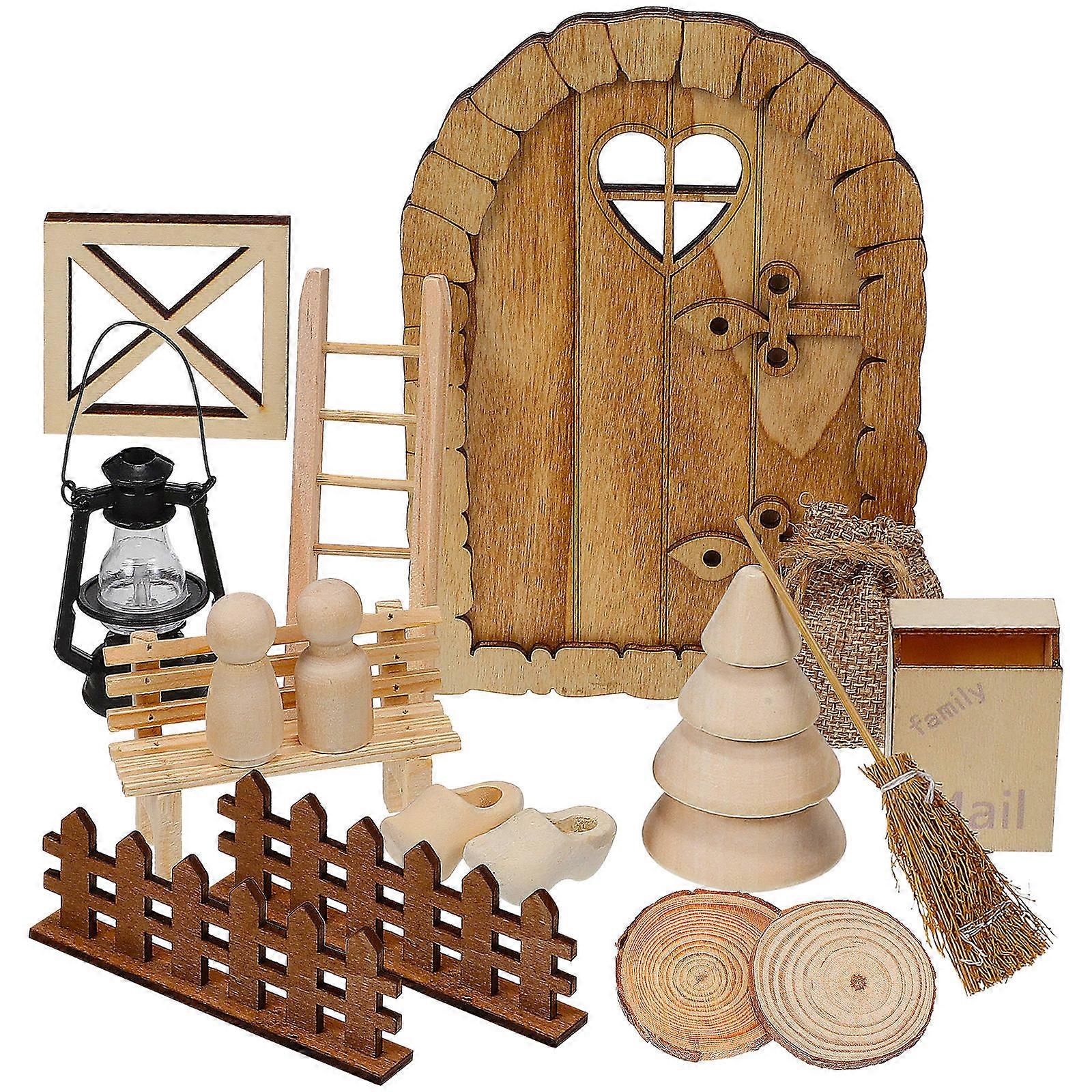 Christmas Miniature Wooden Window Fence Craft Accessory for Mini House Decoration – Holiday Miniature Lovers Detail
