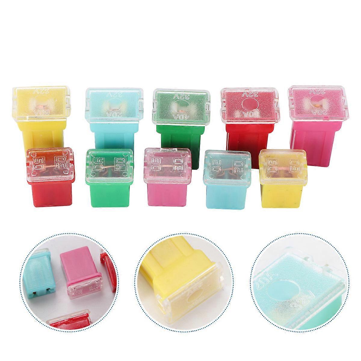 10pcs Automotive Box Shaped Jcase Fuse 20A 30A 40A 50A 60A Low and Tall Profile