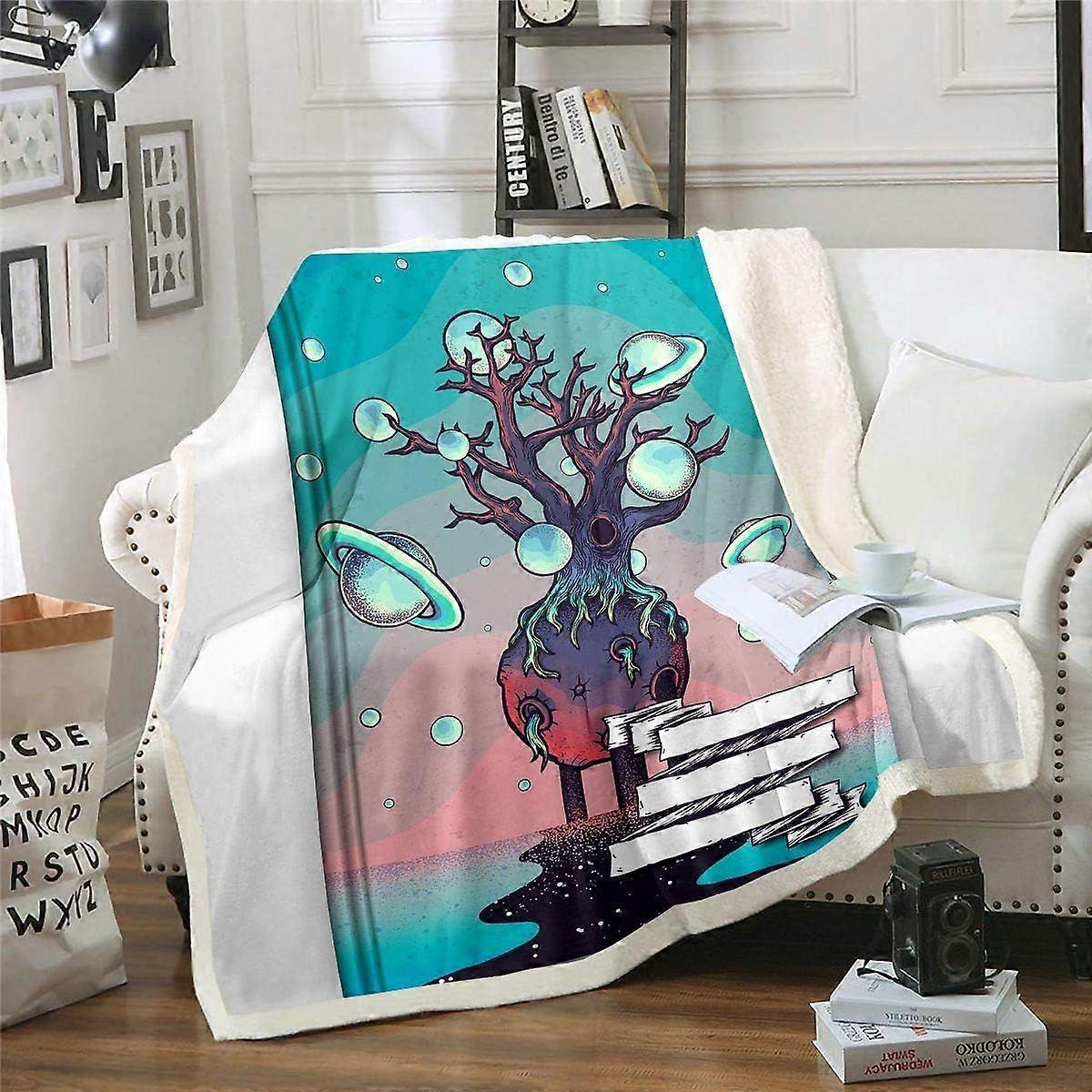 Notebook Sherpa Blanket Universe Planet Outer Space Fleece Throw Blanket for Kids Boys Girls Modern Creativity Plush Blanket Soft Luxury Fuzzy Blanket