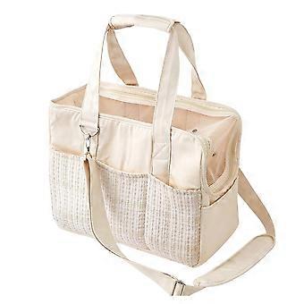Katte-rygsæk, transporttaske til katte og hunde, beige lærredsbærer, 38x30x18cm, udendørs rejseudstyr til kæledyr