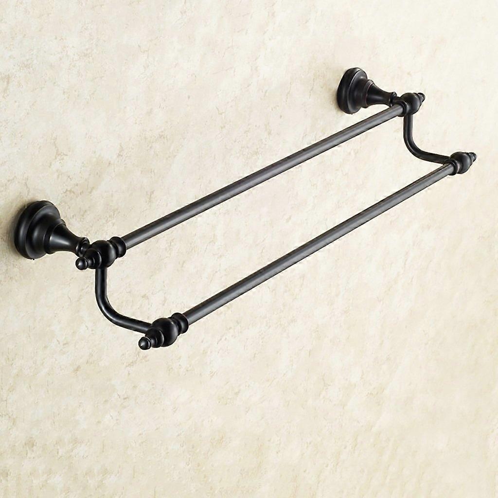 Wall Mounted Towel Rack, Bathroom Toilet Towel Rack, Towel Rack, Brass Black, Double Rod/70cm