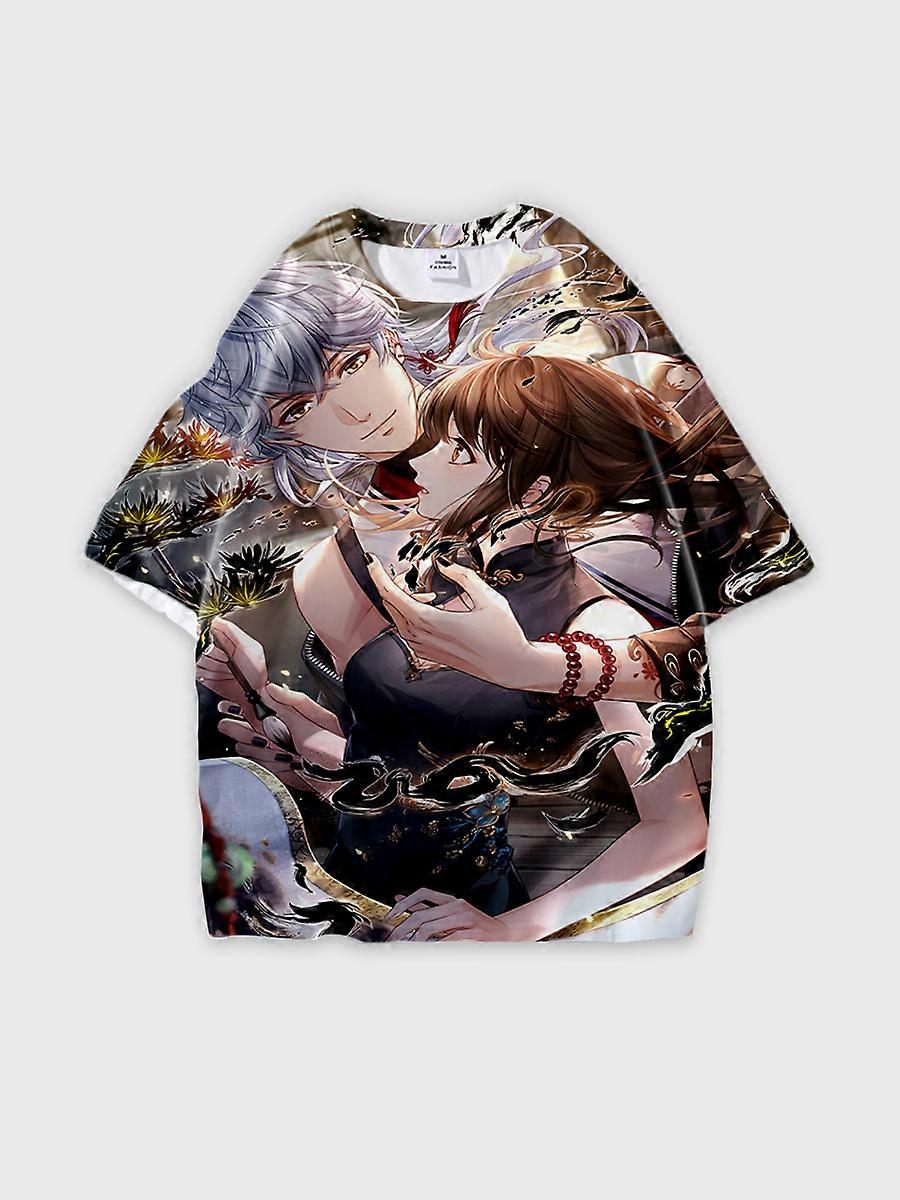 T-shirt round neck Role Pattern loose short sleeve E2170