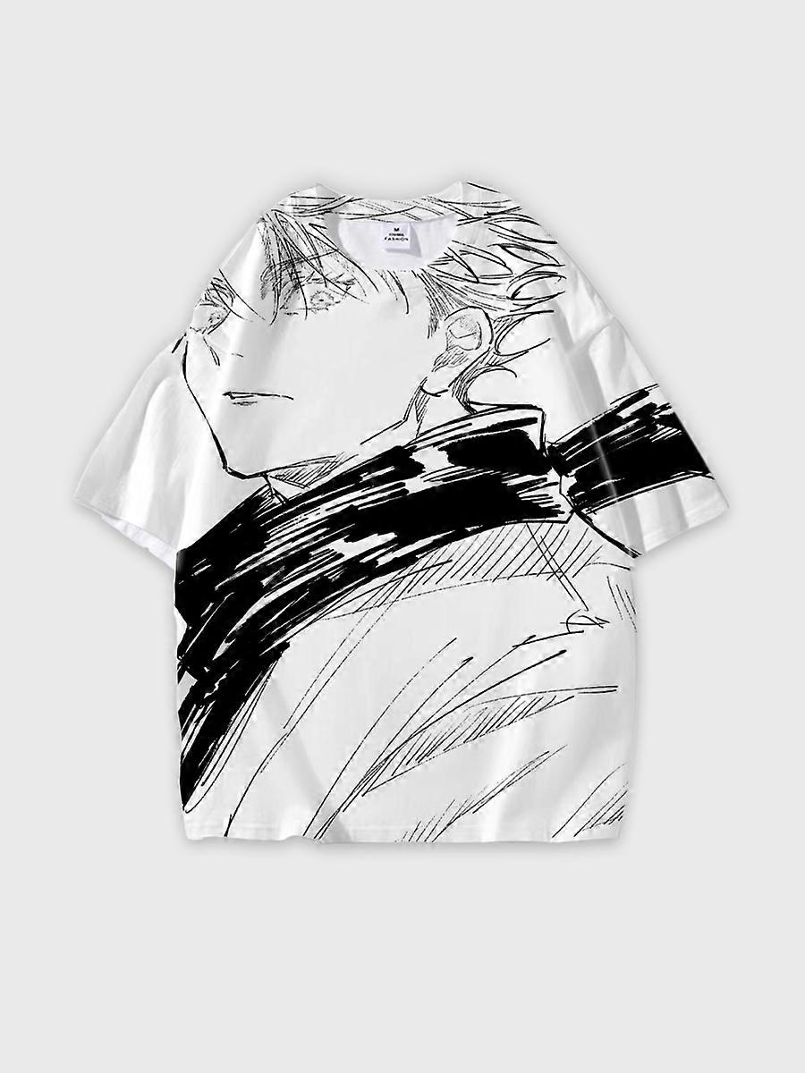 T-shirt round neck Character Pattern loose short sleeve P1693